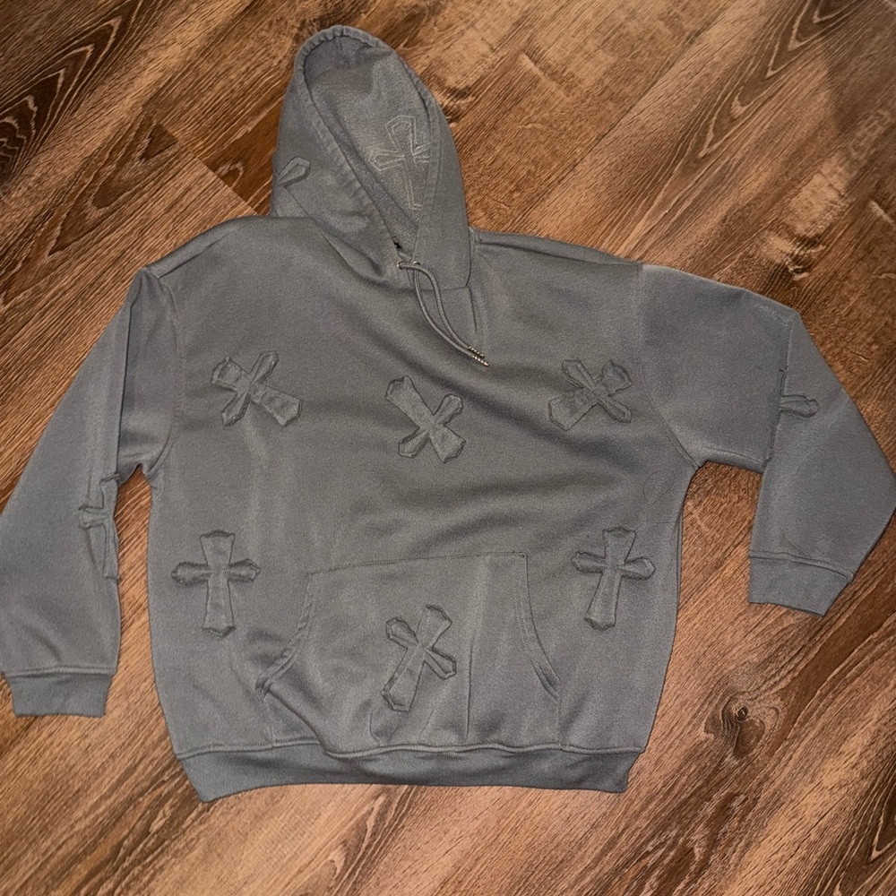 Charcoal Cross Pattern Hoodie